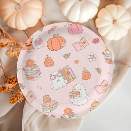 Plato De Papel Little Boo Pink Whimsical Books Baby Shower