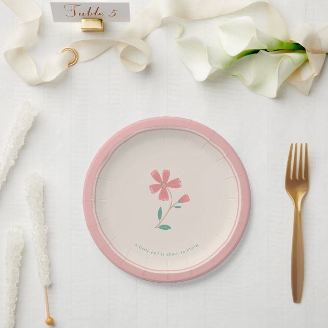 Plato De Papel Little Bud Floral Hand Lettering Stickers (Boda)