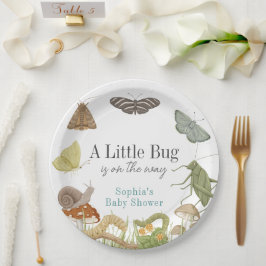 Plato De Papel Little Bug Insects Mushroom Boy Baby Shower