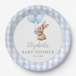 Plato De Papel Little Bunny Blue Balloons Boy Baby Shower