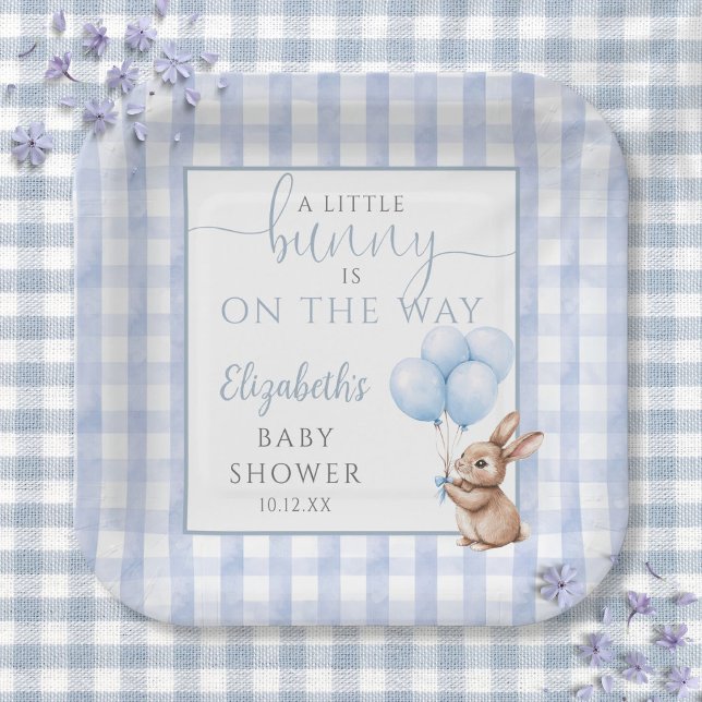 Plato De Papel Little Bunny Blue Balloons Boy Baby Shower (Little Bunny Blue Balloons Boy Baby Shower Paper Plates)