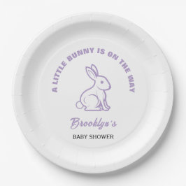 Plato De Papel Little Bunny Easter Baby Shower White Purple Guay