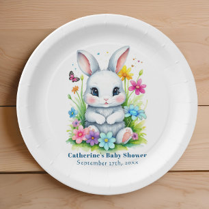 Plato De Papel Little Bunny Wildflower Garden Easter Baby Shower