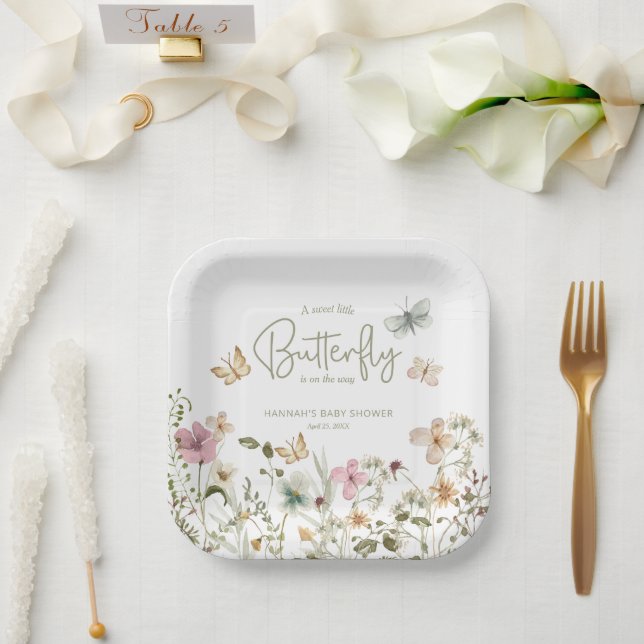 Plato De Papel Little Butfly Boho Baby Shower (Boda)