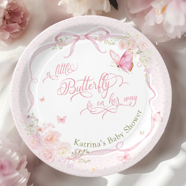 Plato De Papel Little Butterfly Bloom Girl Baby Shower