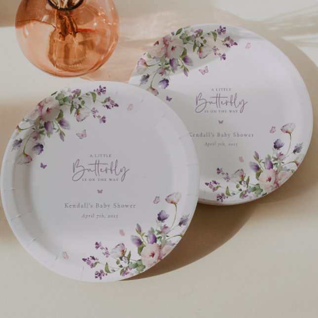 Plato De Papel Little Butterfly Garden Floral Baby Shower (Subido por el creador)