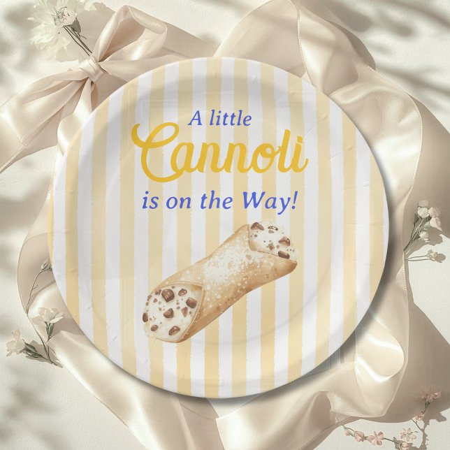 Plato De Papel Little Cannoli Yellow Blue Italian Baby Shower (Subido por el creador)