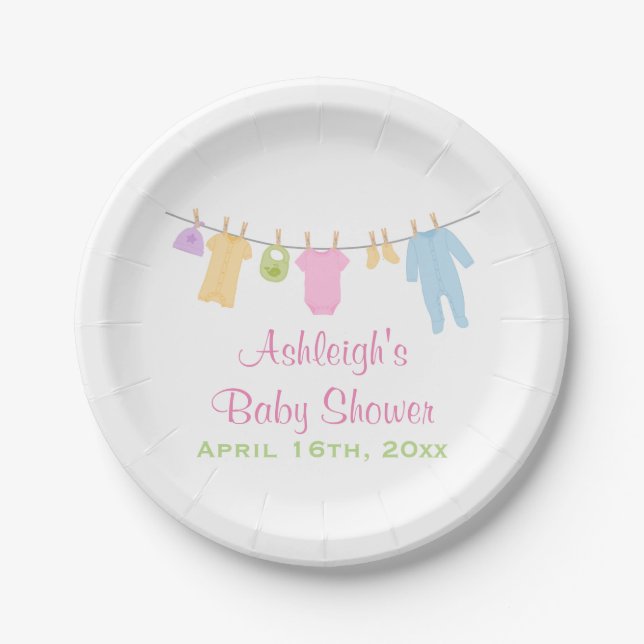 Plato De Papel Little Clothes Baby Shower (Anverso)