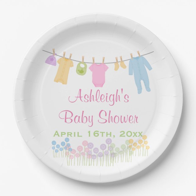Plato De Papel Little Clothes Baby Shower (Anverso)
