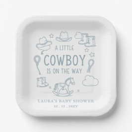 Plato De Papel Little Cowboy Boy Baby Shower