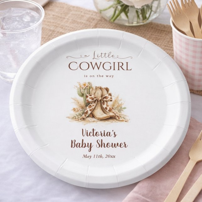 Plato De Papel Little Cowgirl Elegant Western Girl Baby Shower (Subido por el creador)