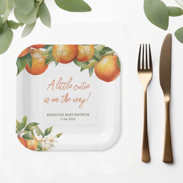 Plato De Papel Little Cutie Baby Shower (Little Cutie Baby Shower Paper Plate)