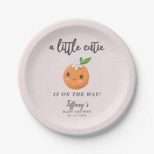 Plato De Papel Little Cutie Baby Shower Pink Clementine