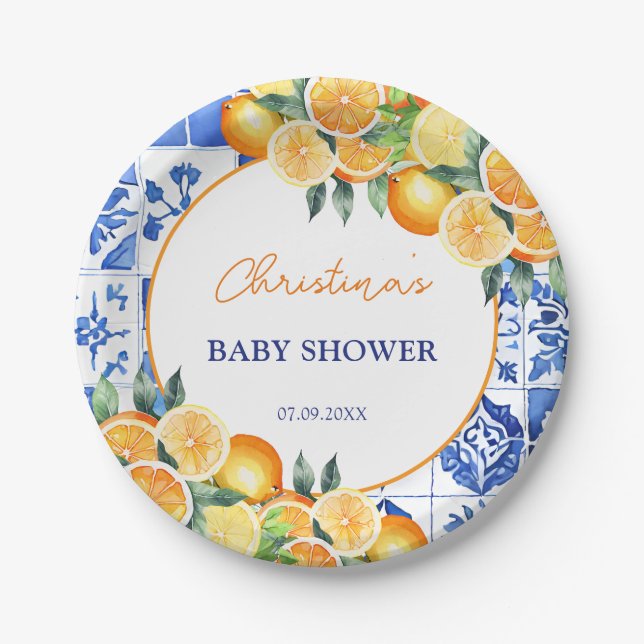 Plato De Papel Little Cutie Citrus Baby Shower (Anverso)