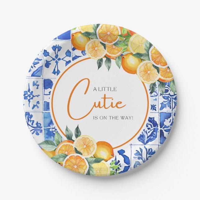 Plato De Papel Little Cutie Citrus Baby Shower (Anverso)