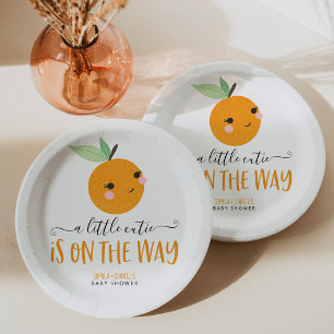 Plato De Papel Little Cutie Citrus Moderno Baby Shower