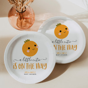 Plato De Papel Little Cutie Citrus Moderno Baby Shower Plate de p