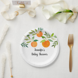 Plato De Papel Little Cutie Greeneration Floral Baby Shower