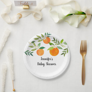 Plato De Papel Little Cutie Greeneration Floral Baby Shower
