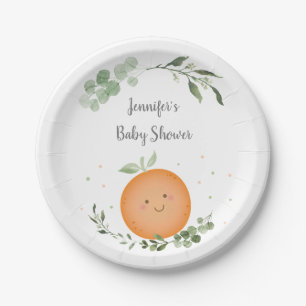 Plato De Papel Little Cutie Greenery Baby Shower