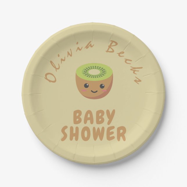 Plato De Papel Little Cutie Kiwi Baby Shower (Anverso)