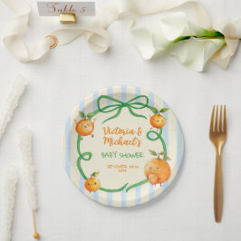 Plato De Papel Little Cutie Naranja Baby Shower