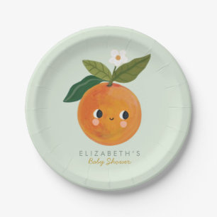 Plato De Papel Little Cutie Naranja Baby Shower