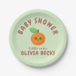 Plato De Papel Little Cutie Naranja Baby Shower