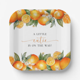 Plato De Papel Little Cutie Naranja Citrus Baby Shower