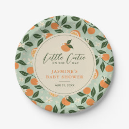 Plato De Papel Little Cutie Naranja Citrus Baby Shower