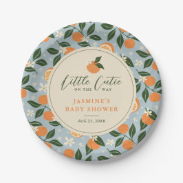 Plato De Papel Little Cutie Naranja Citrus Baby Shower