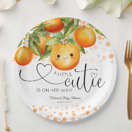 Plato De Papel Little Cutie Naranja Citrus Baby Shower