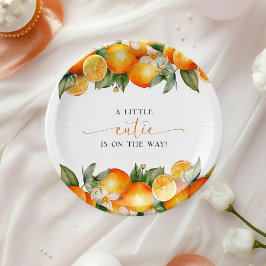 Plato De Papel Little Cutie Naranja Citrus Baby Shower
