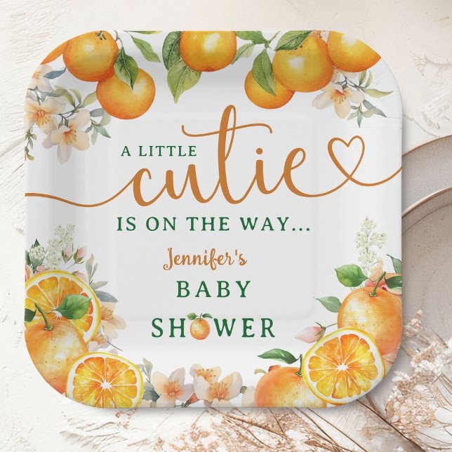 Plato De Papel Little Cutie Naranja Citrus Baby Shower (Subido por el creador)