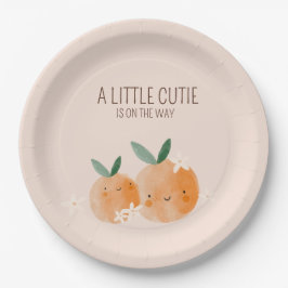 Plato De Papel Little Cutie Naranja Citrus Botanus Baby Shower