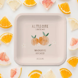 Plato De Papel Little Cutie Naranja Citrus Botanus Baby Shower
