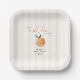 Plato De Papel Little Cutie Orange Citrus Baby Shower