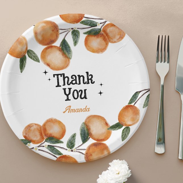 Plato De Papel Little Cutie Orange Citrus Thank You (Subido por el creador)