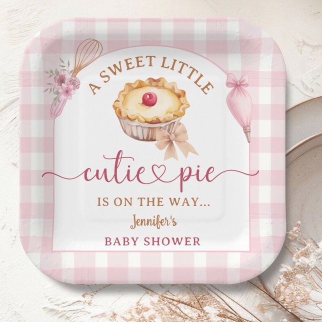 Plato De Papel Little Cutie Pie Baby Shower Chica Pink (Subido por el creador)