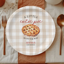 Plato De Papel Little Cutie Pie Baby Shower Gingham Fall