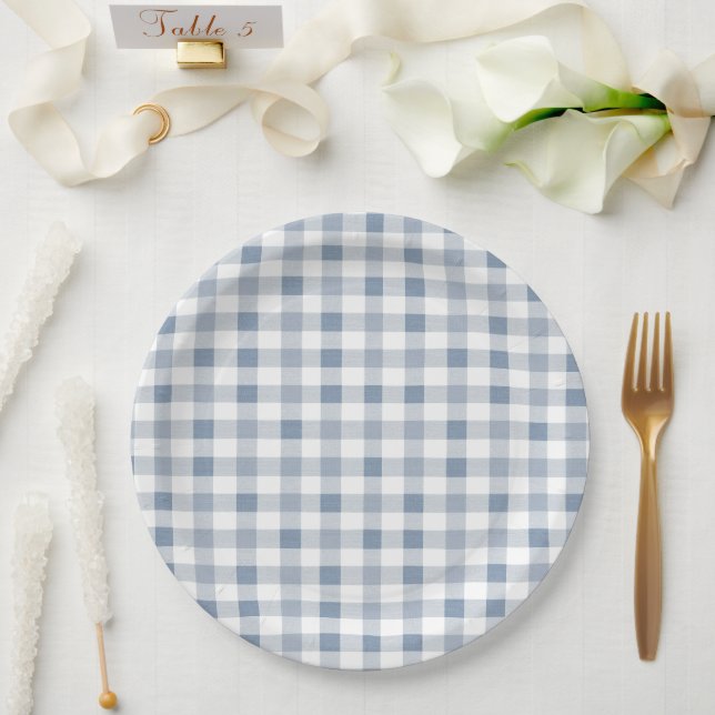Plato De Papel Little Cutie Pie Blueberry Baby Shower Gingham (Boda)