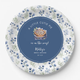 Plato De Papel Little Cutie Pie Blueberry Gingham Baby Shower