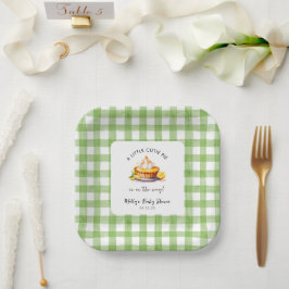 Plato De Papel Little Cutie Pie Gingham Baby Shower