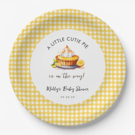 Plato De Papel Little Cutie Pie Lemon Gingham Baby Shower