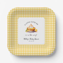 Plato De Papel Little Cutie Pie Lemon Gingham Baby Shower