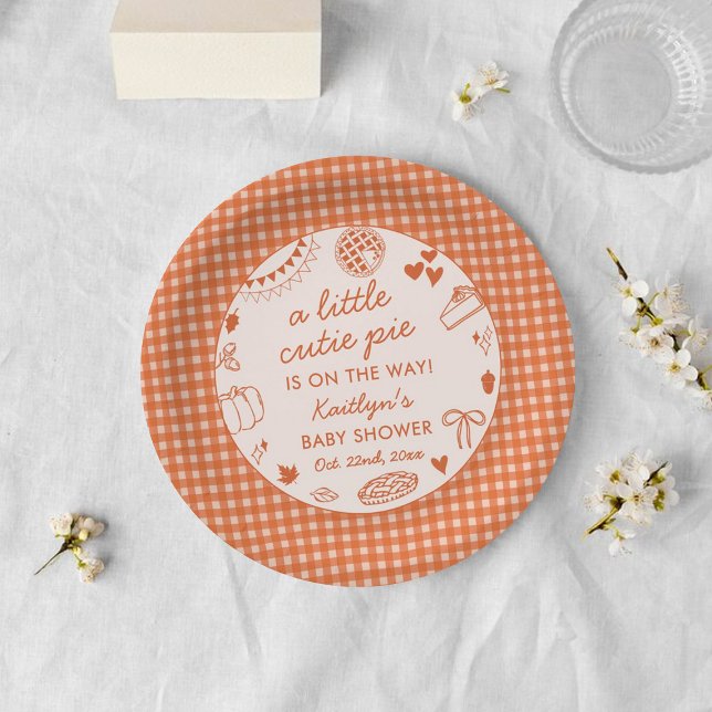 Plato De Papel Little Cutie Pie On The Way! Fall Baby Shower (Subido por el creador)