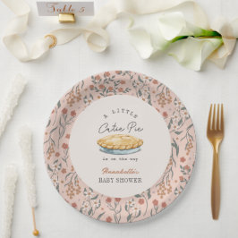 Plato De Papel Little Cutie Pie Pink Floral Baby Shower