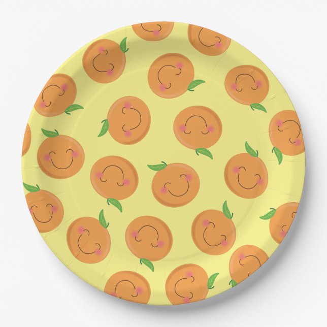 Plato De Papel Little Cutie Tangerine Baby Shower (Anverso)