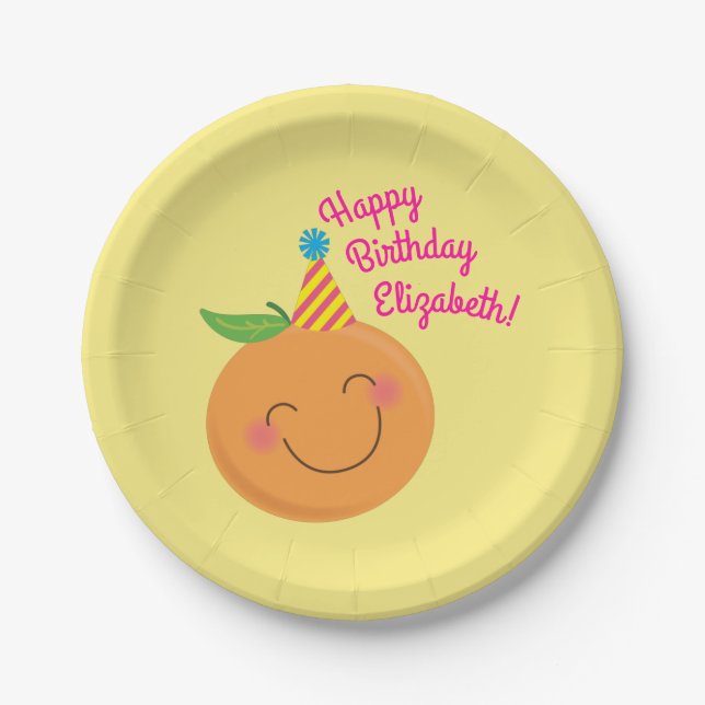 Plato De Papel Little Cutie Tangerine Birthday Party (Anverso)