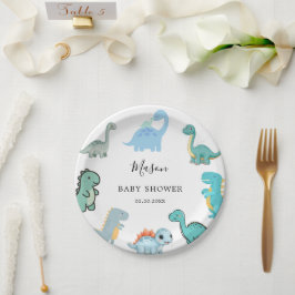 Plato De Papel Little Dinosaur Cute Baby Shower